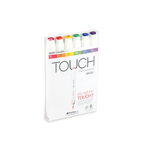 Set x 6 Touch Twin Brush Marker Main Colors