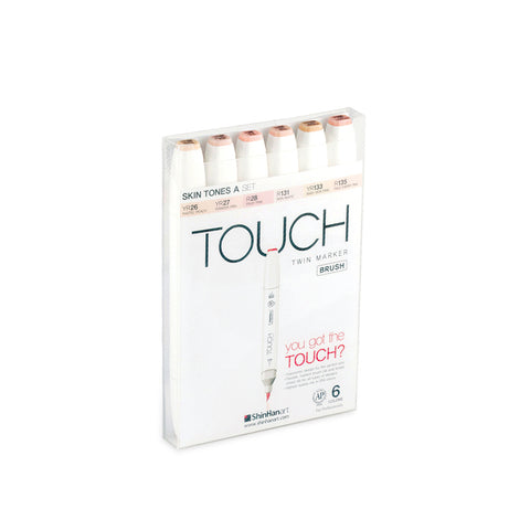Set x 6 Touch Twin Brush Marker Skin Tones A